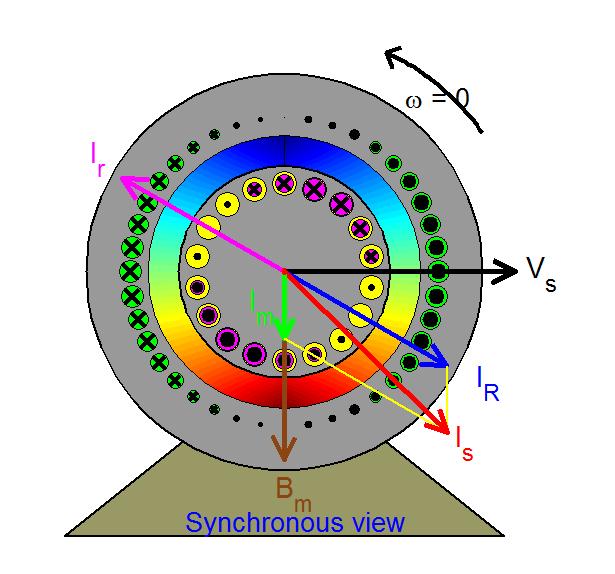 Squirrel Cage Induction Motor Animation - Synchronous View