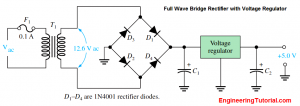 Full Wave Bridge Rectifier with Voltage Regulator