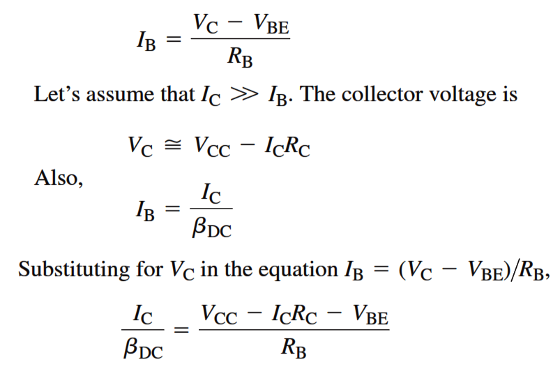 Transistor Collector Feedback Bias Derivation